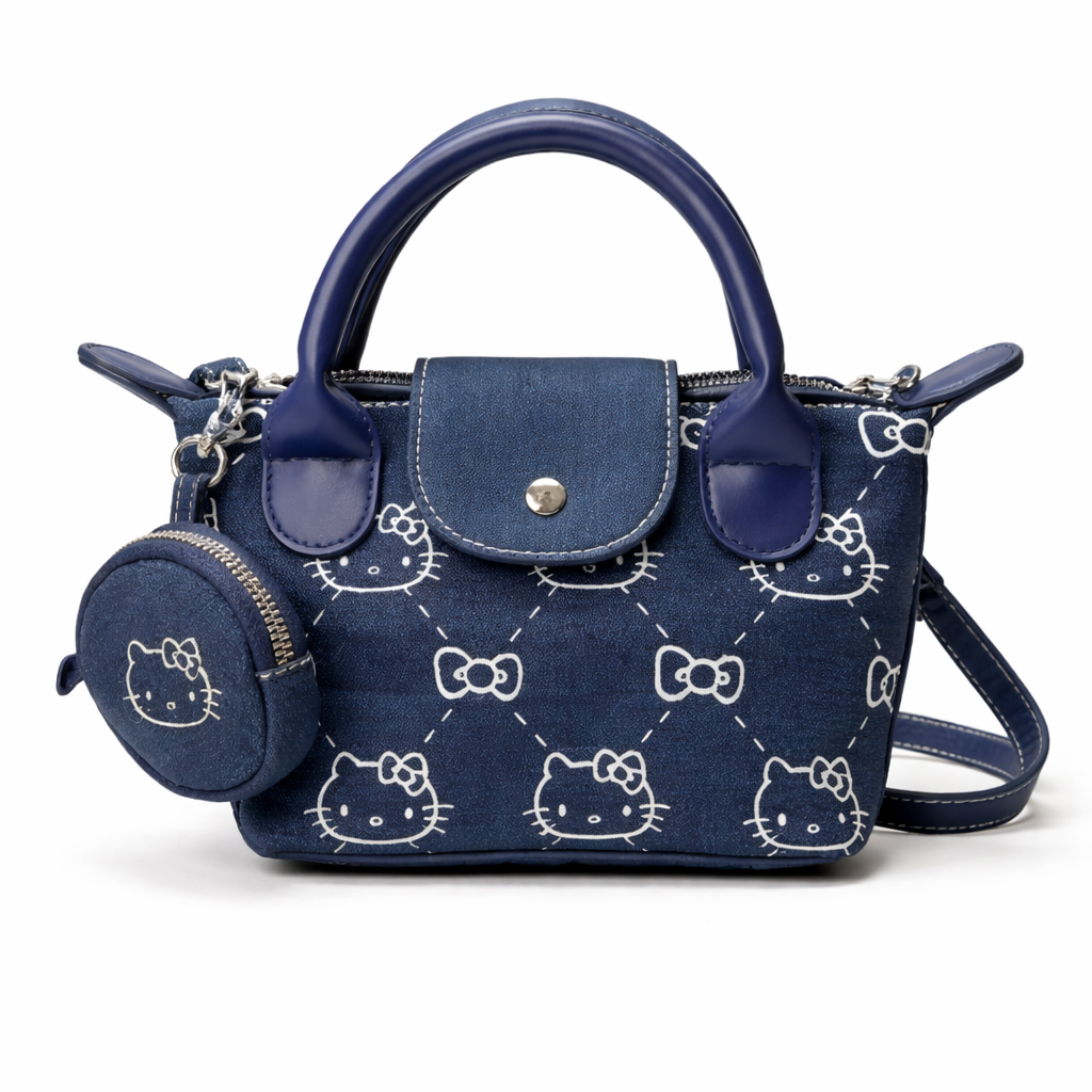 Sac à main en jean bleu hello kitty