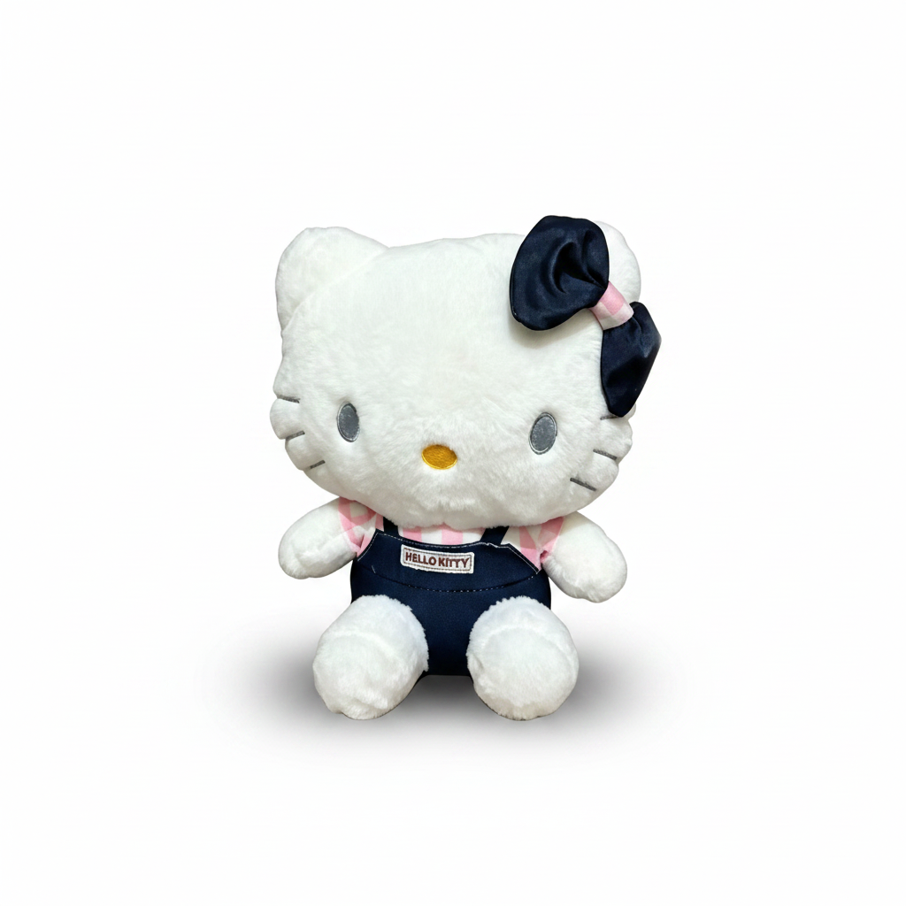Hello Kitty nœud noir fond blanc