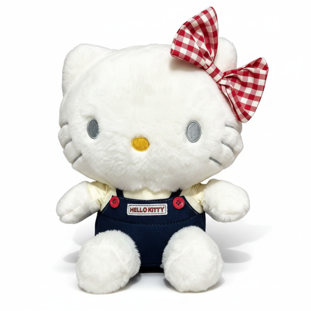 Hello Kitty nœud vichy rouge fond blanc